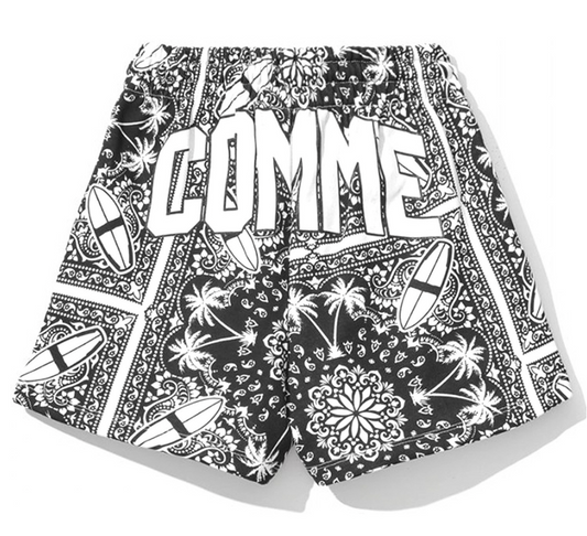 Chic Monochrome Palms Cotton Shorts