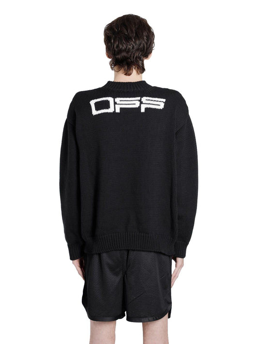 Elegant Crew Neck Logo Sweater in Black