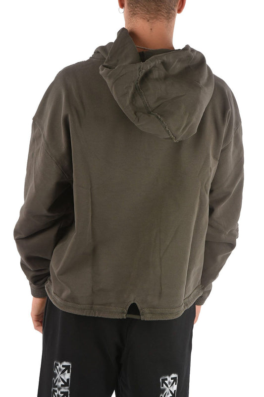 Sleek Grey Cotton Hooded Sweatshirt