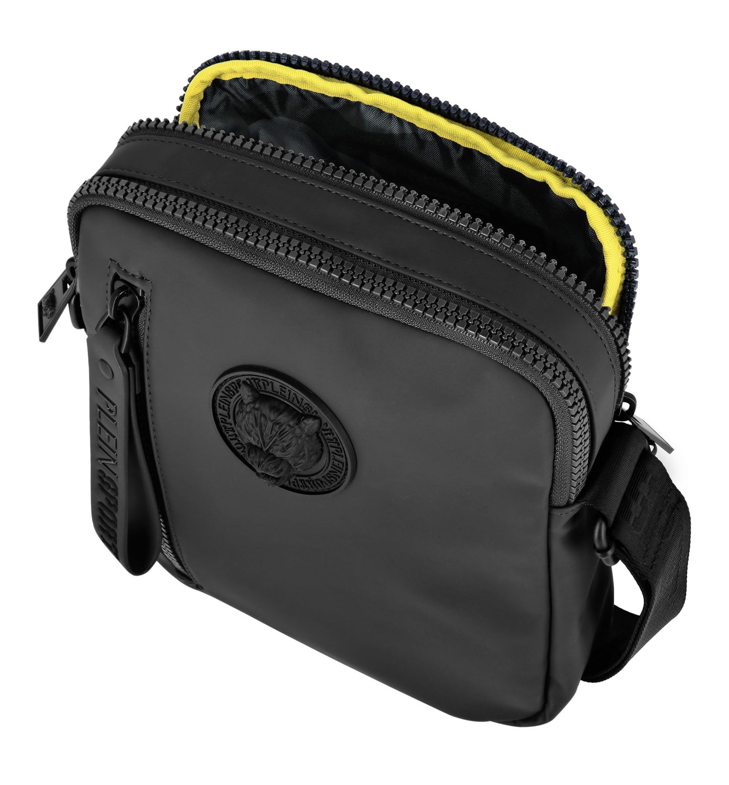 Sleek Messenger Bag with 3D Logo and Zip Closure