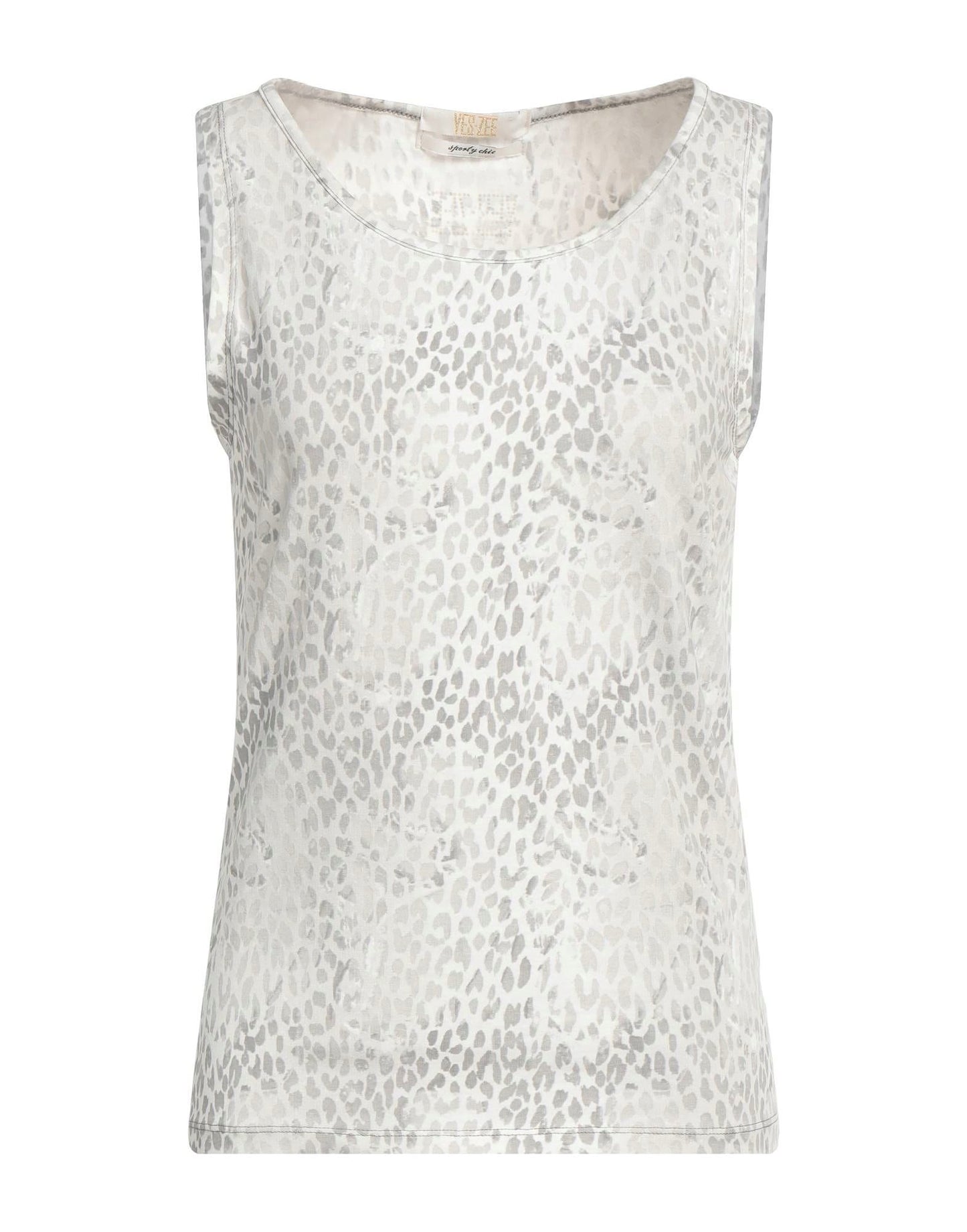 Chic Animalier Sleeveless Light Gray Top