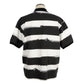 Sleek Monochrome Striped Polo with Logo Patch