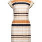 Beige Striped Sleeveless Summer Dress