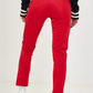Chic Pink Stretch Trousers with Logo Patch