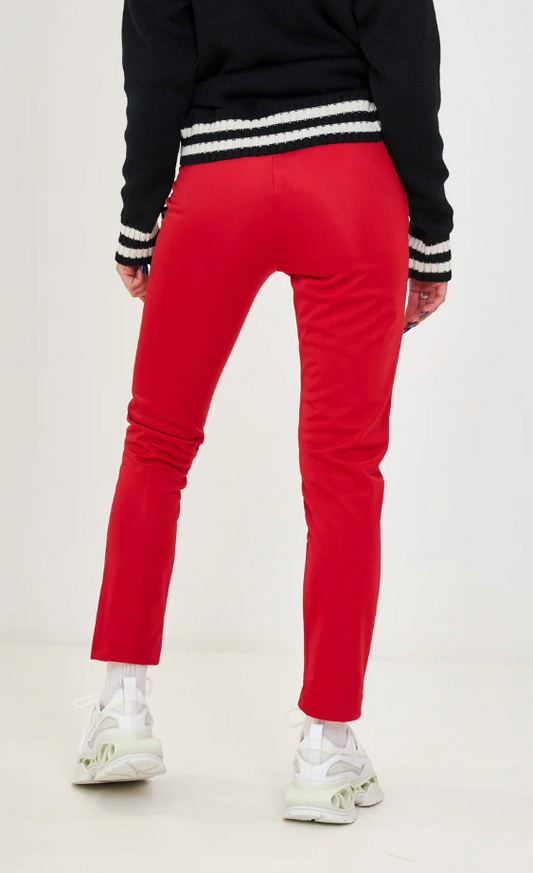 Chic Pink Stretch Trousers with Logo Patch