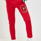 Chic Pink Stretch Trousers with Logo Patch