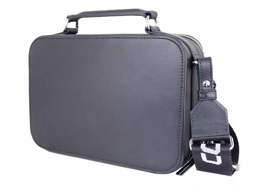 Chic Black Leather Camera Bag with Removable Strap