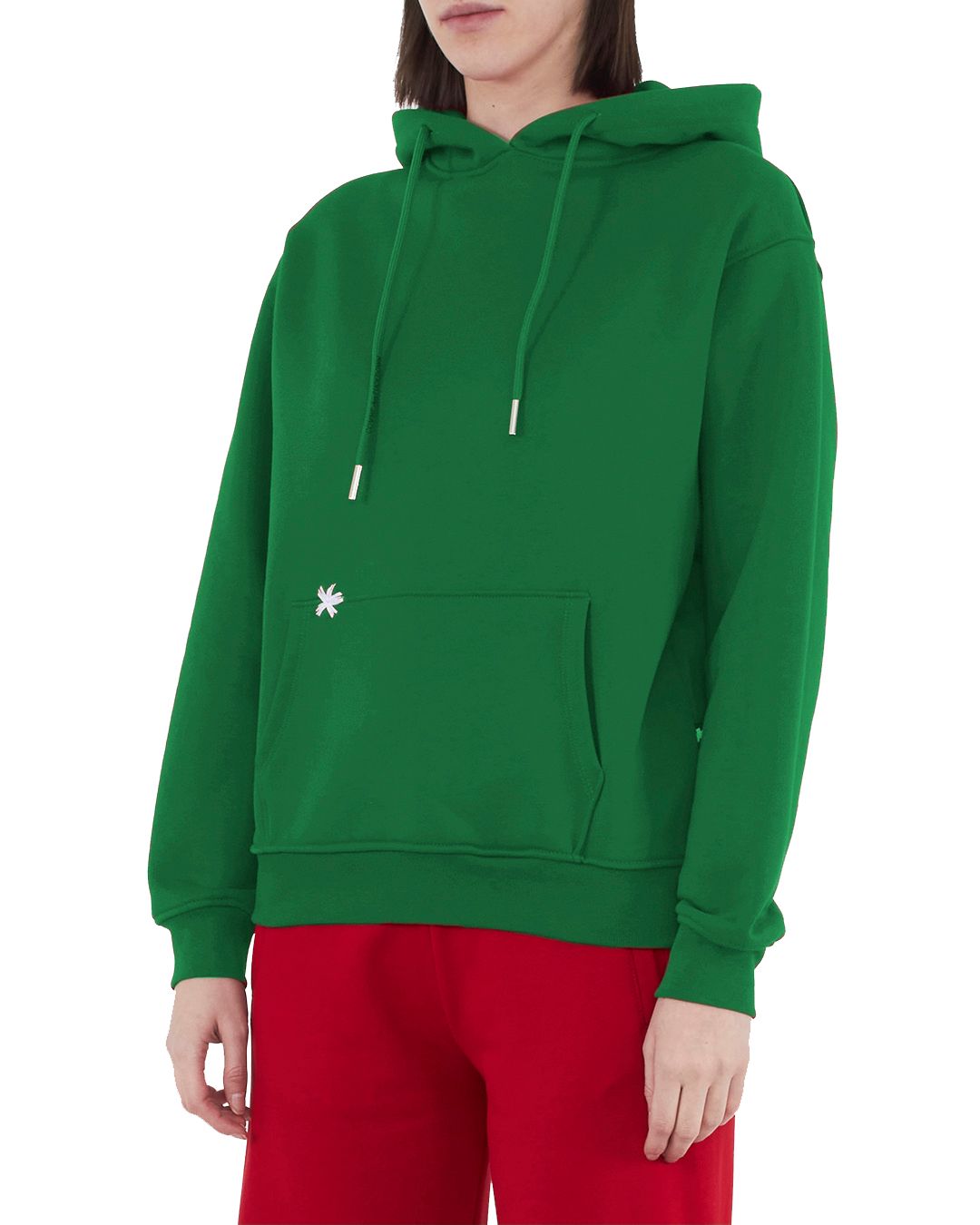 Chic Green Hooded Cotton Sweatshirt with Logo Embroidery