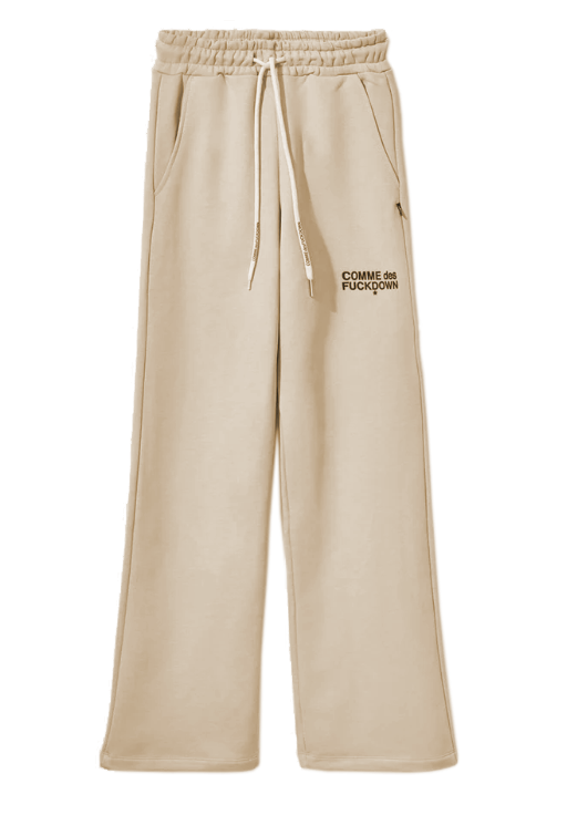 Elegant Beige Palazzo Pants with Logo Accent