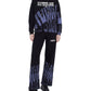 Abstract Print Palazzo Pants with Bold Logo