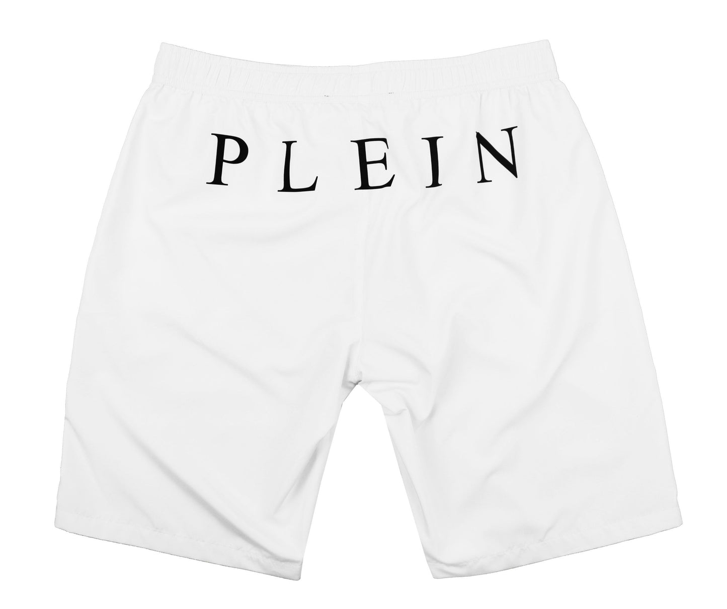 White Logo Print Men's Long Boxer Swim Shorts