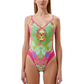Beaded Logo V-Neck Designer Swimsuit