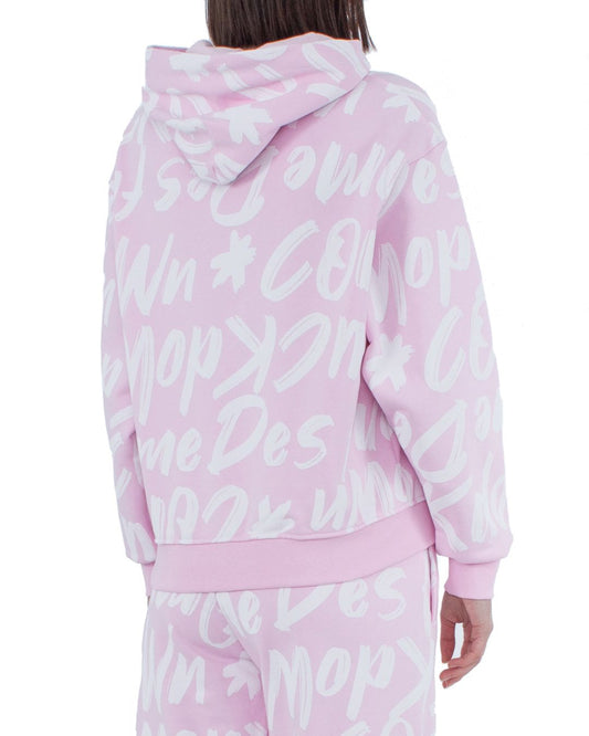 Chic Pink Cotton Hooded Sweatshirt with Statement Print