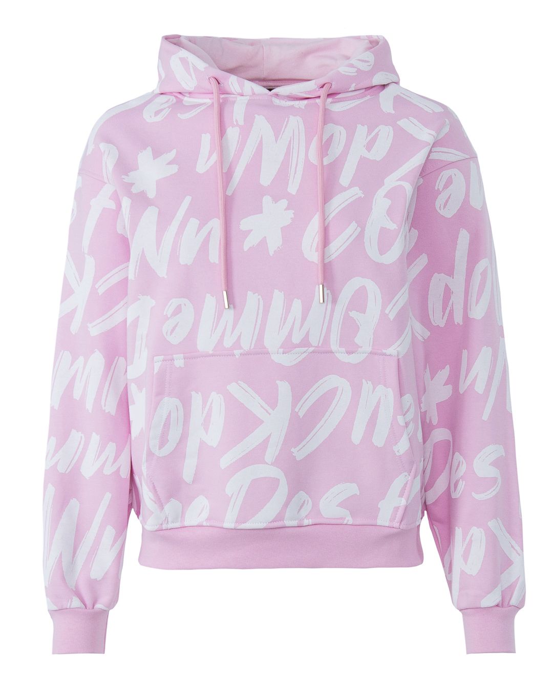 Chic Pink Cotton Hooded Sweatshirt with Statement Print