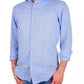 Elegant Light Blue Cotton-Linen Shirt