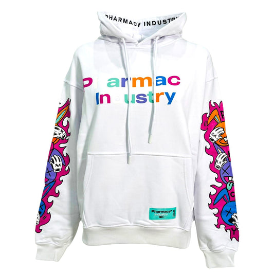 Chic Cotton Hoodie with Graphic Sleeve Prints