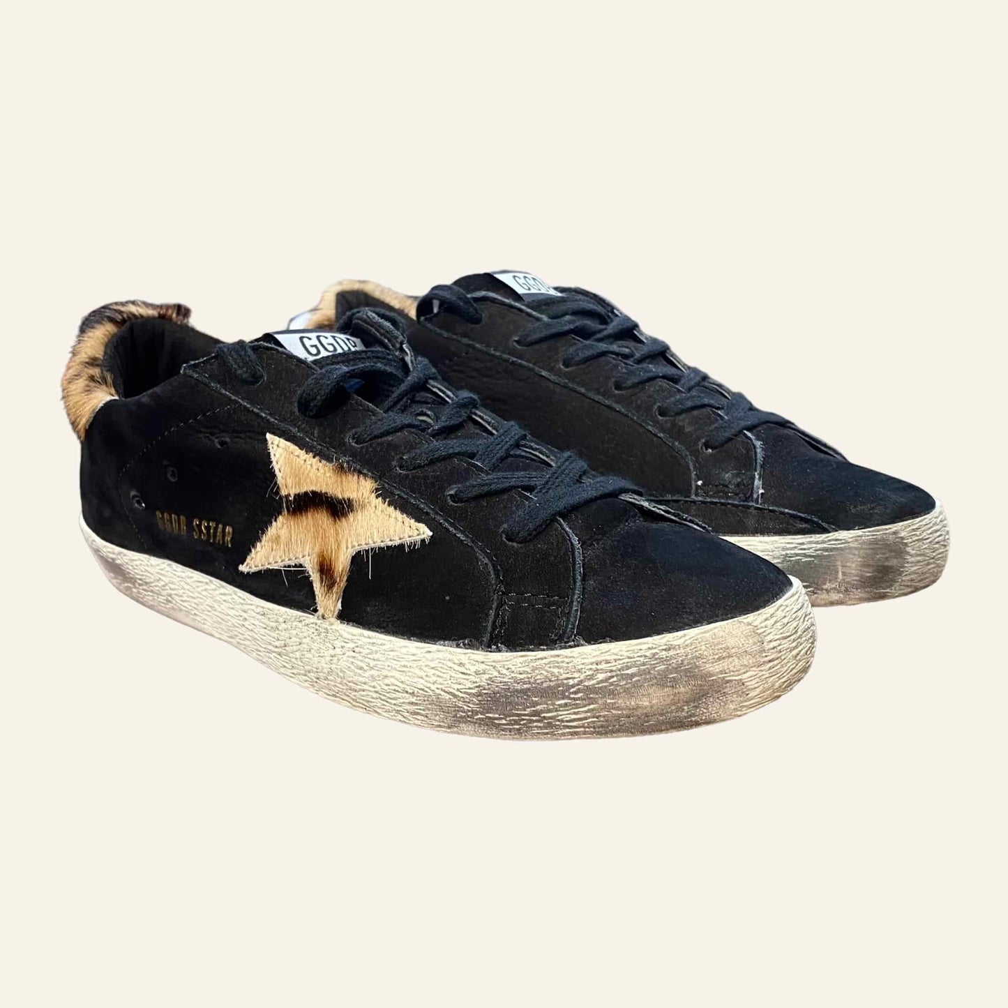 Elegant Suede Superstar Sneakers with Leopard Detail