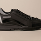 Sleek Black Leather Lace-up Sneakers
