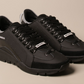 Sleek Black Leather Lace-up Sneakers