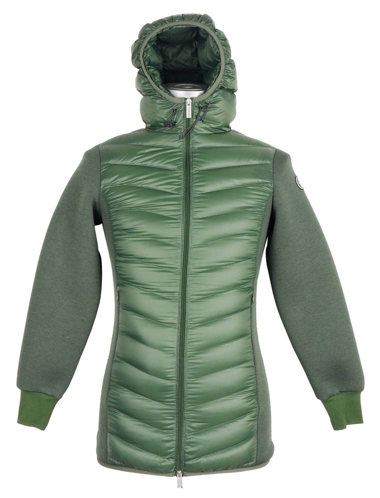 Elegant Hooded Long Down Jacket in Dark Green