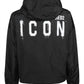 Sleek Black Nylon Hooded Jacket
