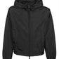 Sleek Black Nylon Hooded Jacket