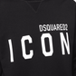 Elegant Black Cotton Sweater with Contrast Design