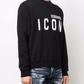 Elegant Black Cotton Sweater with Contrast Design