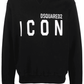 Elegant Black Cotton Sweater with Contrast Design