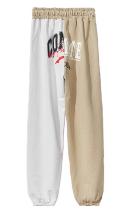 Chic Beige Two-Tone Drawstring Sweatpants