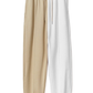 Chic Beige Two-Tone Drawstring Sweatpants