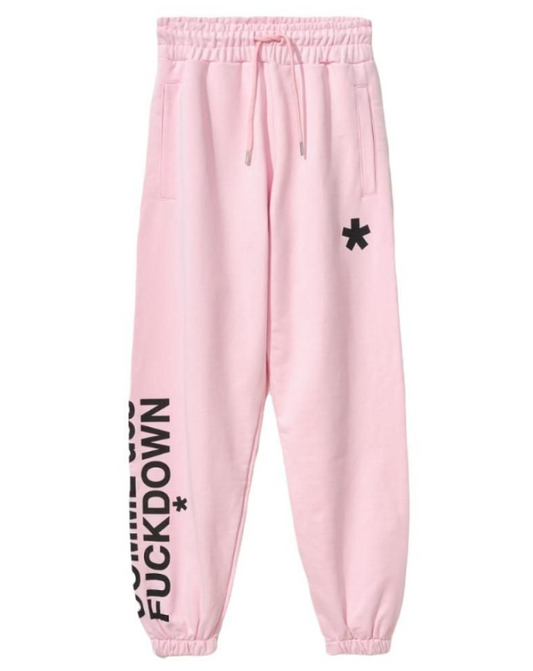 Chic Pink Cotton Sweatpants with Unique Print