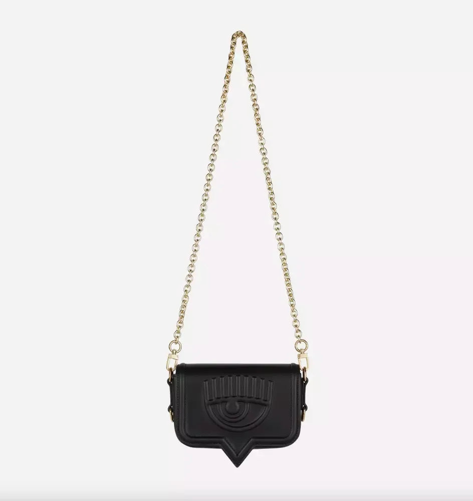 Chic Black 'Eyelike' Crossbody Bag with Dual Chains