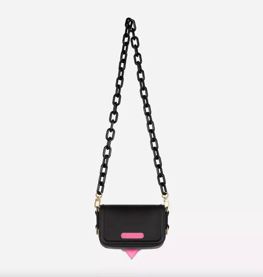 Chic Black 'Eyelike' Crossbody Bag with Dual Chains