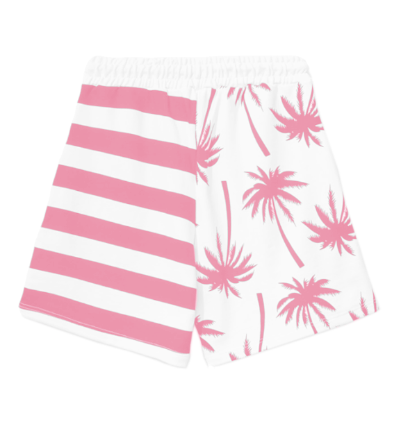 Chic Pink Striped Drawstring Shorts