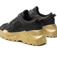 Black Leather Sneakers with Gold-Tone Details