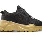 Black Leather Sneakers with Gold-Tone Details
