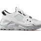 Elegant Leather Sneakers with Silver Sole