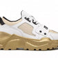 Elegant Leather Sneakers with Gold-Tone Details