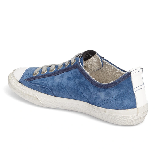 Elegant Blue Suede Low Sneakers with Star Accent