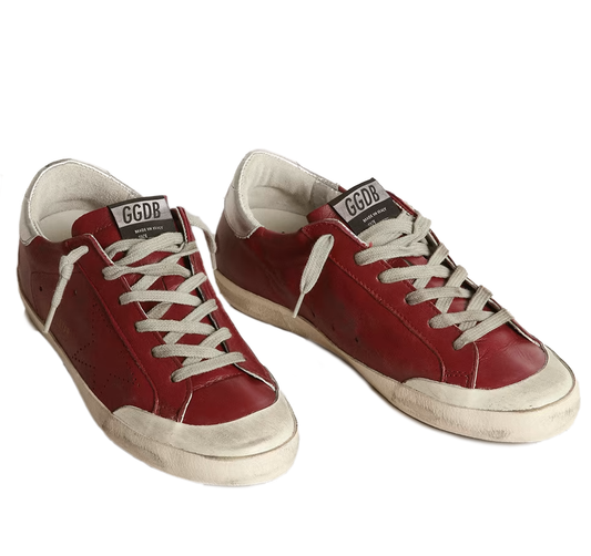 Radiant Red Calfskin Sneakers with Silver Accents