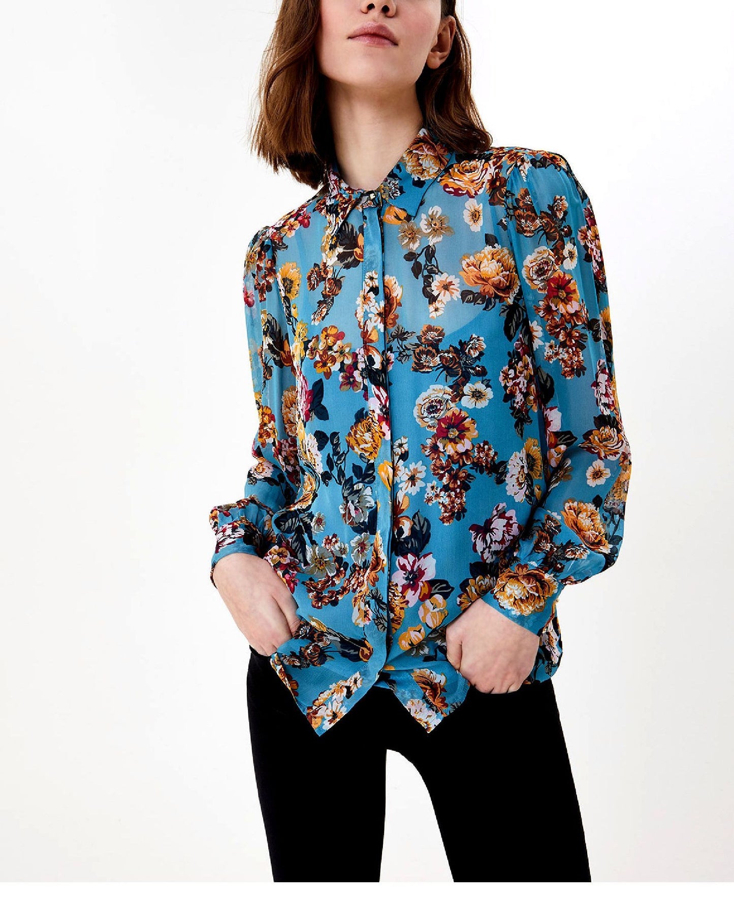 Elegant Floral Viscose Women's Shirt