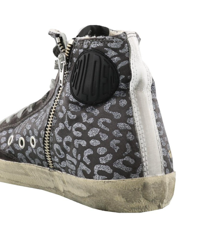 Elevated High-Top Glitter Sneakers in Gray