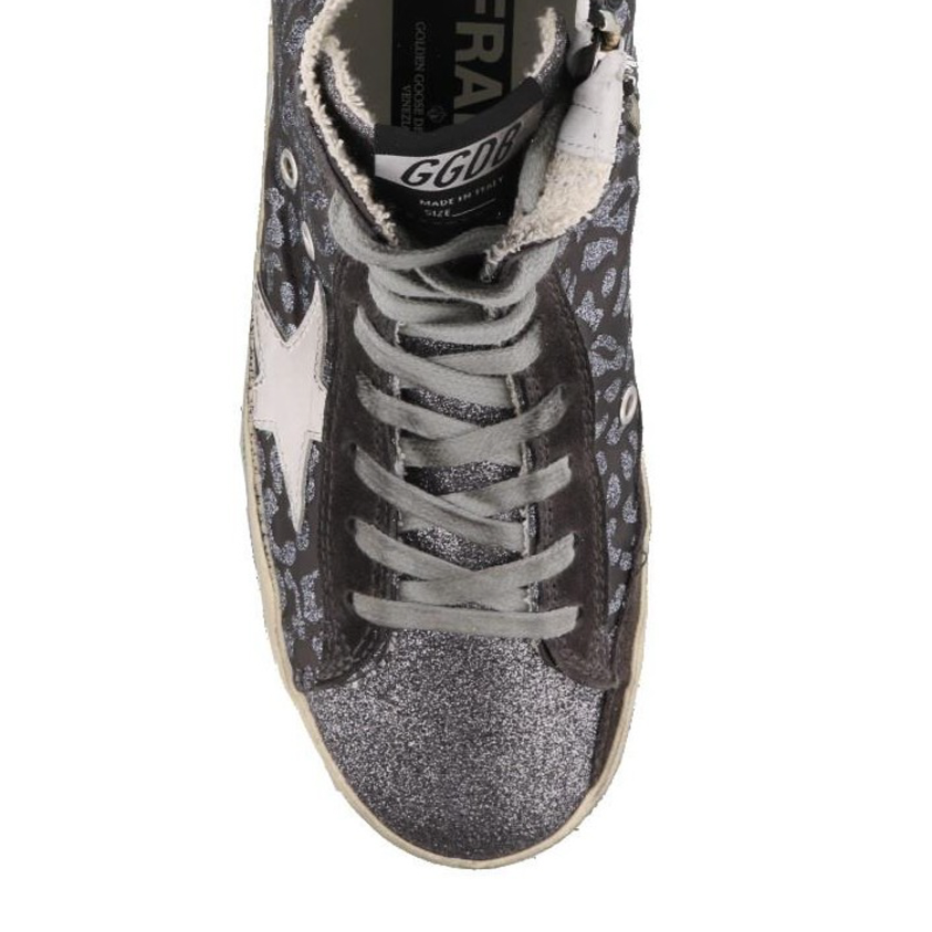 Elevated High-Top Glitter Sneakers in Gray