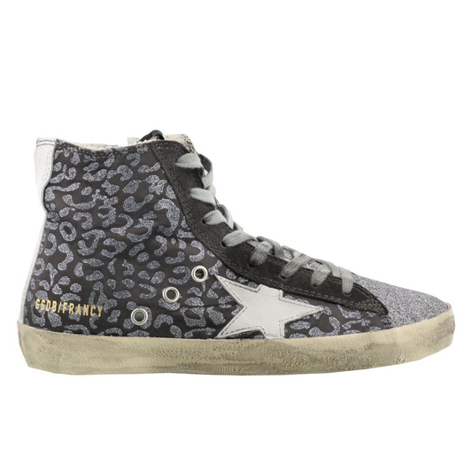 Elevated High-Top Glitter Sneakers in Gray