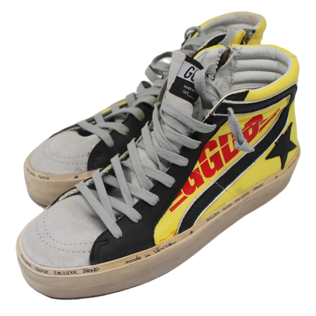 Radiant Yellow High-Top Sneakers With Black Accents