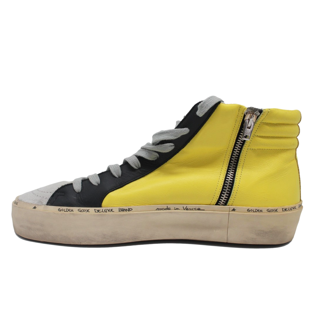 Radiant Yellow High-Top Sneakers With Black Accents