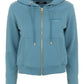 Chic Light Blue Hooded Zip Sweatshirt