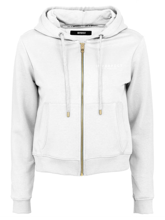 Elegant White Zip-Hoodie Sweatshirt