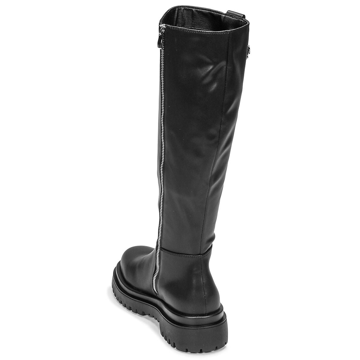 Baroque Buckle Black Knee-High Boots